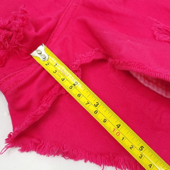 Abercrombie and Fitch Womens Denim Shorts Cutoffs Size 2 W 26 Pink Distressed - Picture 8 of 9